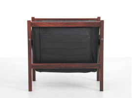 Porte revues scandinave en palissandre de Rio et cuir