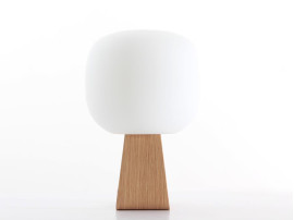 Table lamp in oak and opal glass model Toad by Timo Niskanen