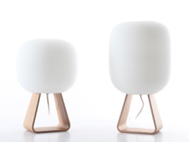 Table lamp in oak and opal glass model Toad by Timo Niskanen