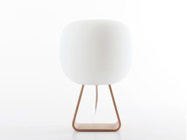 Table lamp in oak and opal glass model Toad by Timo Niskanen