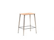Adam stool.   Rectangular leather seat and raw steel structure.  H50 cm. 