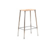 Adam stool. Rectangular nature leather seat and raw steel structure. H65 cm or H76 cm