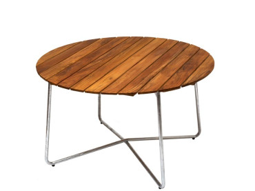 Outdoor table A9, Ø 120 cm. Galvanized steel base. 