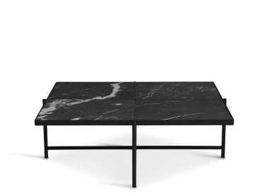 Carrare marble coffee table 90 cm. Black frame. 