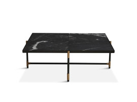 Carrare marble coffee table 90 cm.  Black frame with brass. 