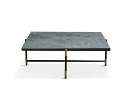 Carrare marble coffee table 90 cm.  Black frame with brass. 