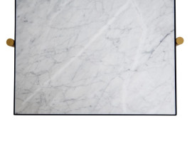 Carrare marble Console .  Black frame with brass. 