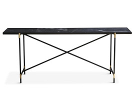 Carrare marble Console .  Black frame with brass. 