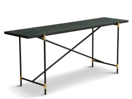 Carrare marble Console .  Black frame with brass. 