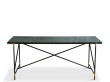 Carrare marble dining table 185 cm.  Black frame with brass. 