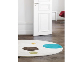 Custom hand tufted  Mr Dottie round rug. 