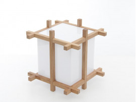 Pair of artisanal table lamps in  oak.