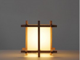 Pair of artisanal table lamps in  oak.