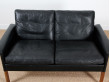 2-seater black leather sofa, model 500
