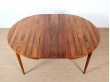 Extendable round dining table in rosewood 4 to 8 seats