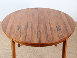 Extendable round dining table in rosewood 4 to 8 seats