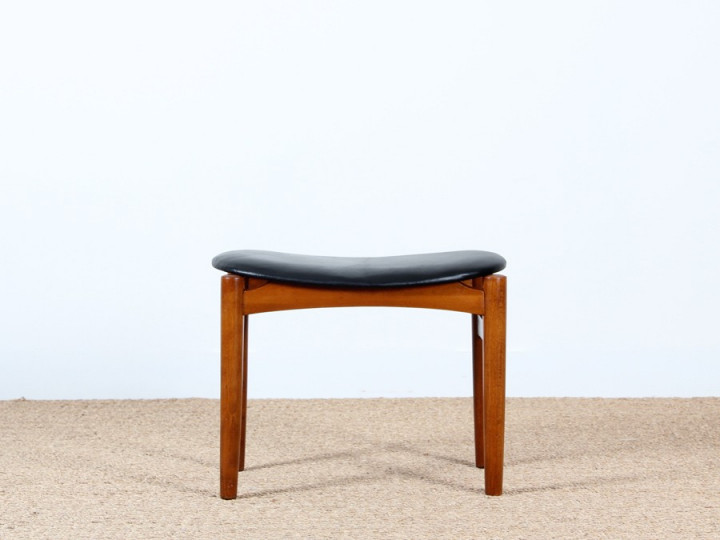 Little Scandinavian ottoman or low stool in beechwood