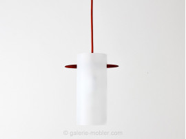 Scandinavian pendant lamp in sanded glass and rosewood