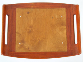 Scandinavian teak stool with a leather cushion