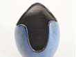 scandinavian organic “Undine” vase with spreckled blue glaze and grey interior by Hjördis Oldfors for Upsala Ekeby.