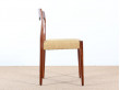 Suite de 4 chaises scandinaves en teck, tissu Pierre Frey