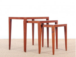 Danish mid-century modern nesting tables in teak by Severin Hansen