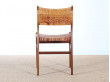 Danish mid-century set of 4 dining chairs in teak and cane, Aksel Bender Madsen style