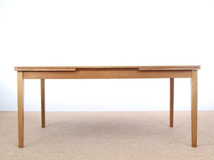 Grande table de repas scandinave en chêne à rallonges, 10/12 pers.
