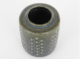 Mid-Century Modern ceramic dark green vase by Per and Annelise Linnemann Schmidt for Palshus
