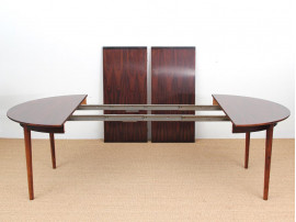 Table de repas scandinave ronde en palissandre de Rio, 4/8 pers