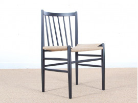 Mid-Century Modern danish set of 4 chairs in black laquered beech, model 80 by Jørgen Bækmark. New realese