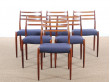 Suite de 6 chaises scandinaves en palissandre de Rio N° 78