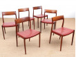 Suite de 6 chaises scandinaves en palissandre de Rio modèle 77 
