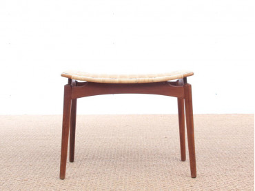 Scandinavian teak and cane stool