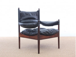 Mid-Century Modern Danish pair lounge chairs in Rio rosewood model Modus by Kristian Vedel