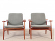 Mid century modern pair of armchair in teak model FD 133 by Finn Juhl