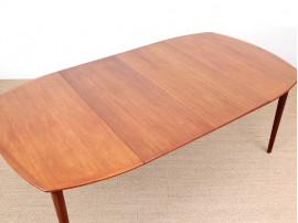 Mid-Century modern dining table in teak by H. W. Klein, 4/10 seats
