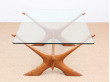 Table de repas scandinave en acajou blond et verre