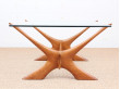 Table de repas scandinave en acajou blond et verre