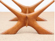Table de repas scandinave en acajou blond et verre