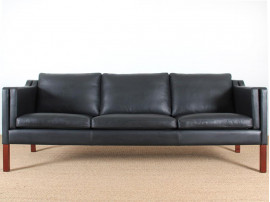 Danish 3,5 seater leather sofa, designed by Børge Mogensen (10 colors)