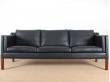 Danish 3,5 seater leather sofa, designed by Børge Mogensen (10 colors)