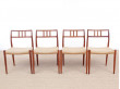 Suite de 4 chaises scandinaves en teck et corde, modèle 79. 