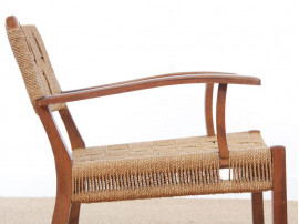 Mid-Century Modern pair of arm chairs  with woven sea grass.