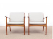 Mid-Century Modern Danish  lounge chair in mahogany model PJ 112 by Ole Wanscher