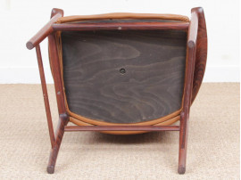 Mid century modern pair of armchair in Rio rosewood and cognac leather by Kai Lyngfeldt Larsen