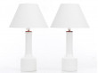 Paire de grandes lampes de Table scandinave en verre opalisé