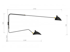 Wall sconce with rotating arms by Serge Mouille, new edition