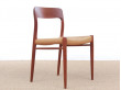 Suite de 6 chaises scandinaves en teck et corde modèle 75
