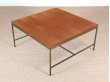 Mid-Century modern  square coffee table in teak and brass by Paul Mc Cobb
